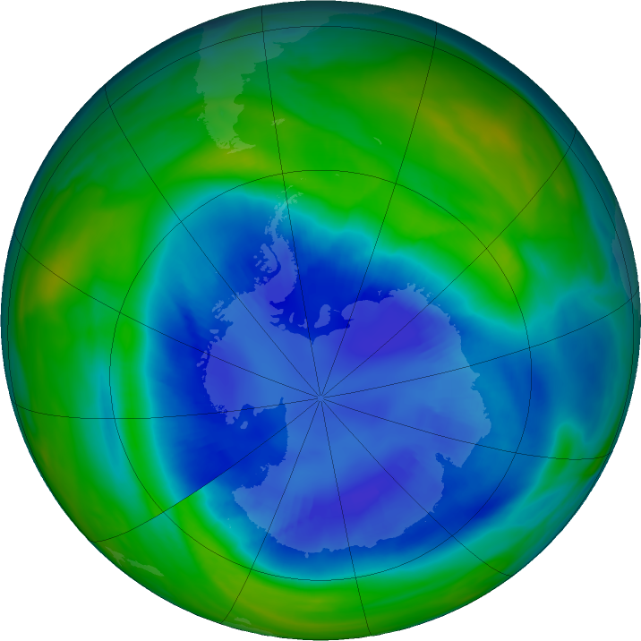 Antarctic ozone map for 01 September 2022